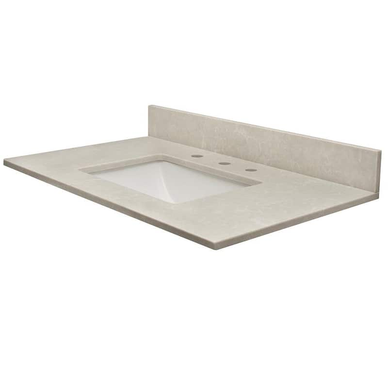 Vista 31 in. W 22 in. D Quartz Single Rectangle Basin Vanity Top in Allura with White Basin