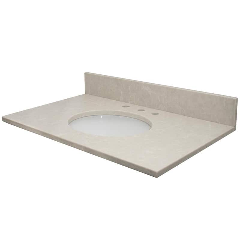 Vista 61 in. W 22 in. D Quartz Single Oval Basin Vanity Top in Allura with White Basin