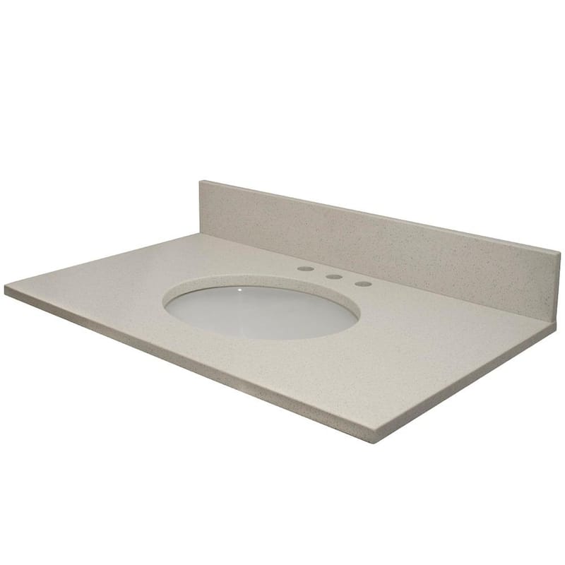 Vista 31 in. W x 22 in. D Quartz Vanity Top in Ivory Sparkle with a White Oval Basin