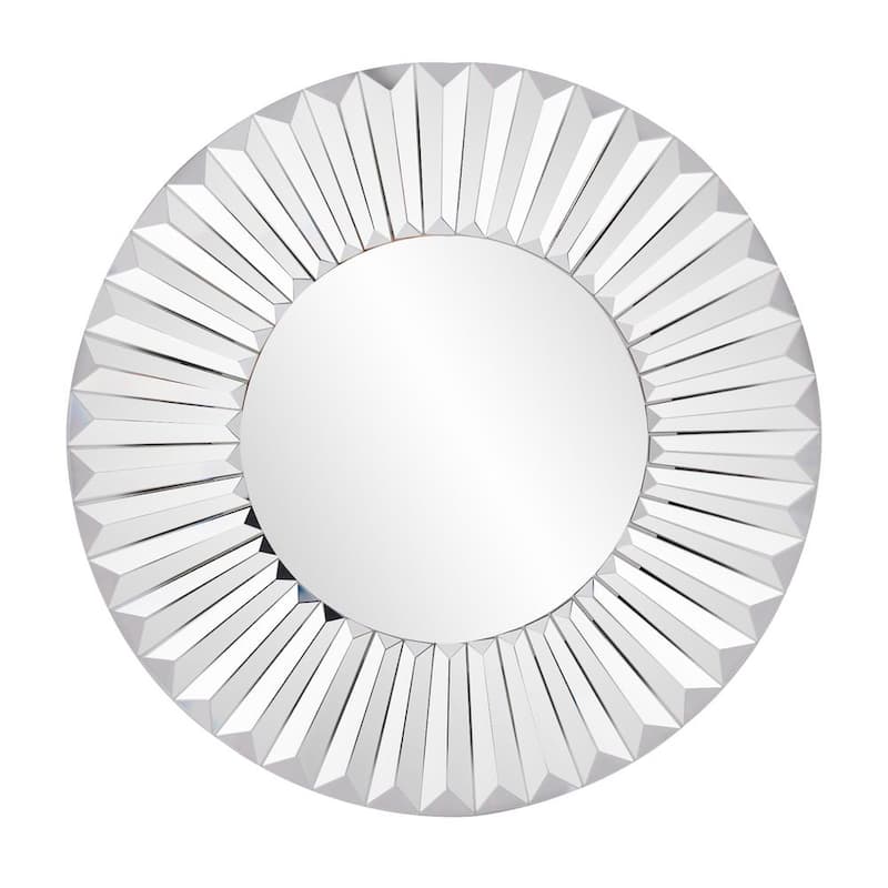 Small Round Mirrored Beveled Glass Contemporary Mirror (13 in. H x 13 in. W)