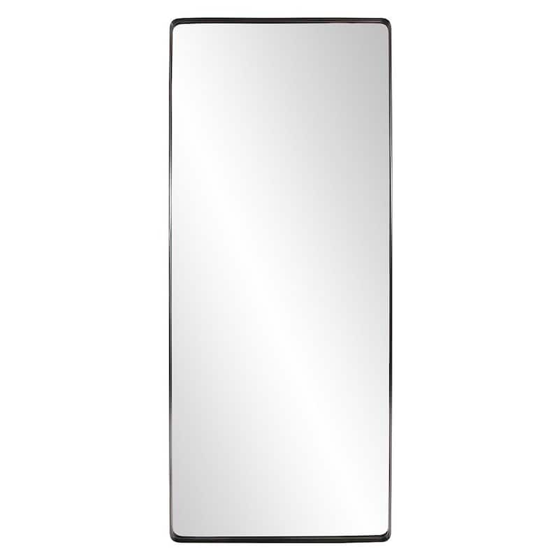 Oversized Rectangle Brushed Black Hooks Modern Mirror (72 in. H x 30 in. W)