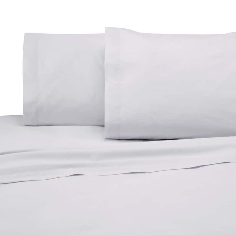 4-Piece White Solid 225 Thread Count Cotton Blend King Sheet Set