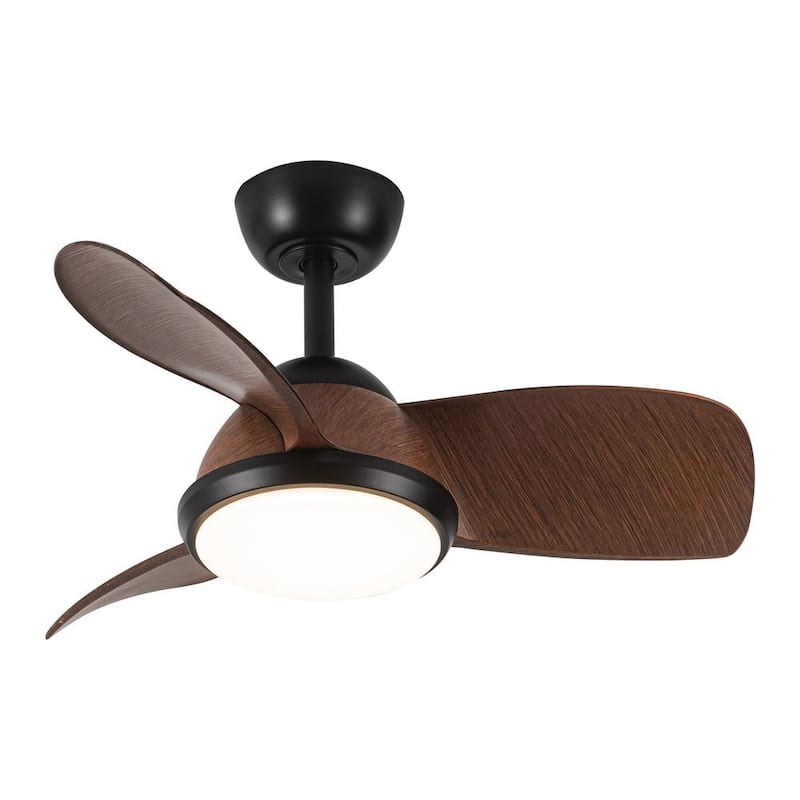 30 in. lntegrated LED Indoor Black Ceiling Fan with Remote