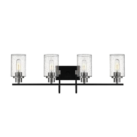 32 in. 4-Light Matte Black/Brushed Nickel Vanity Light