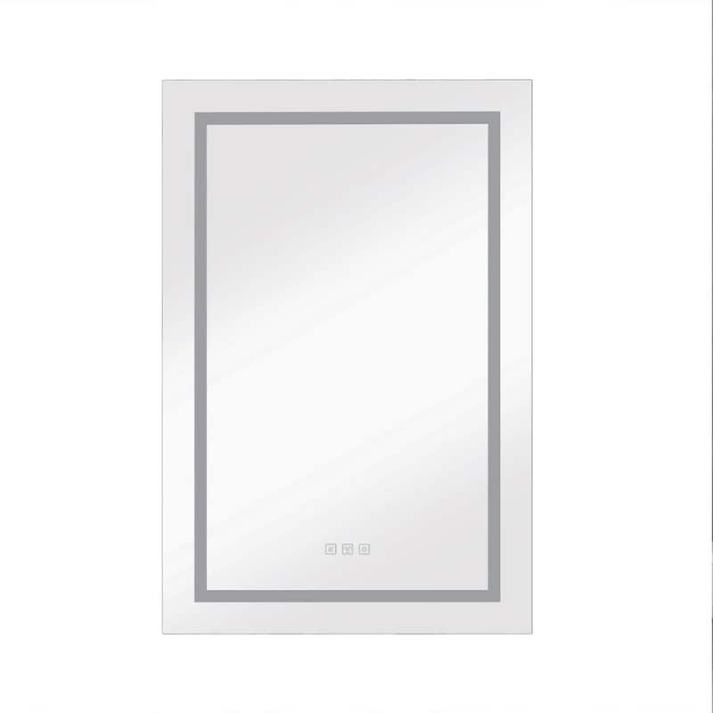 24 in. W x 36 in. H Rectangular Matt Black Aluminum Recessed/Surface Mount Medicine Cabinet with Mirror and LED Light