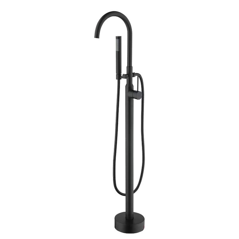 Single Handle Claw Foot Freestanding Tub Faucet with Hand Shower in Matte Black