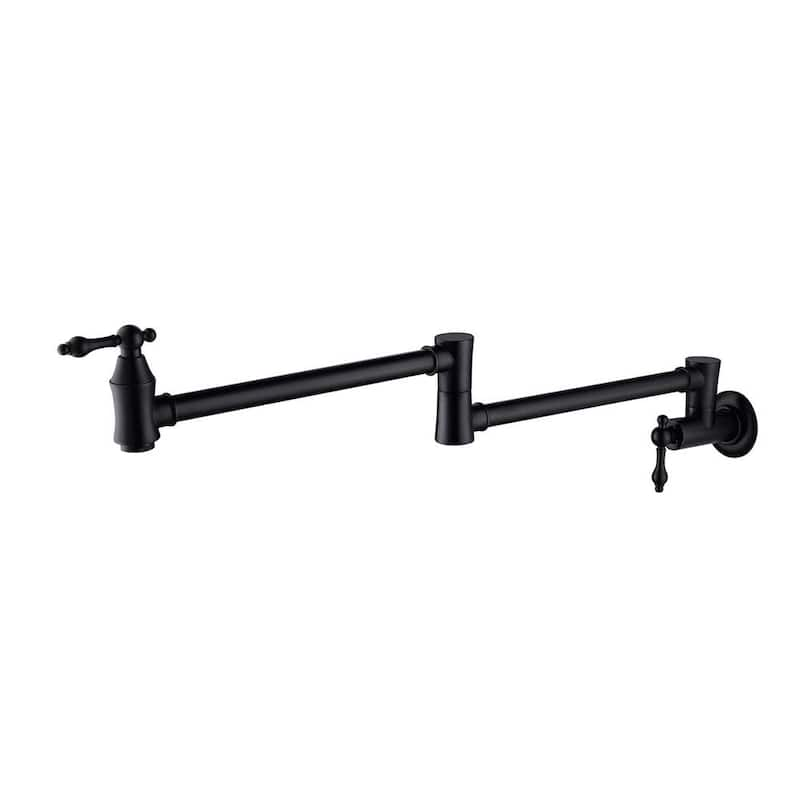 Wall-Mounted Pot Filler with Two Handle in Matte black