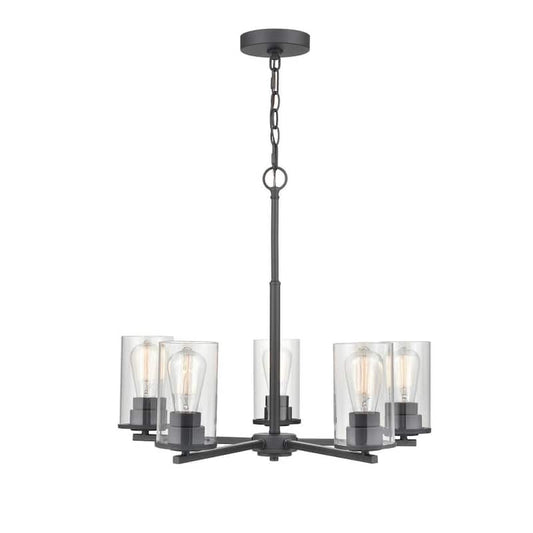 Verlana 5-Light 24 in. Matte Black Hardwired Chandelier (1-Pack)