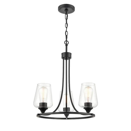 3-Lights 18 in. Matte Black Chandelier