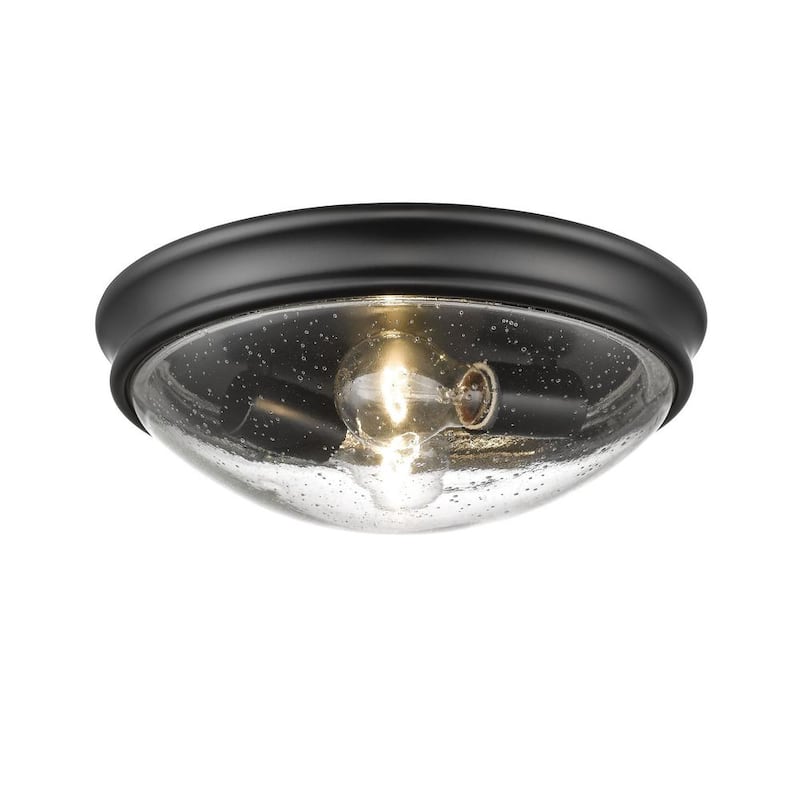 12 in. W 2-Light Matte Black Ceiling Fixture Flush Mount