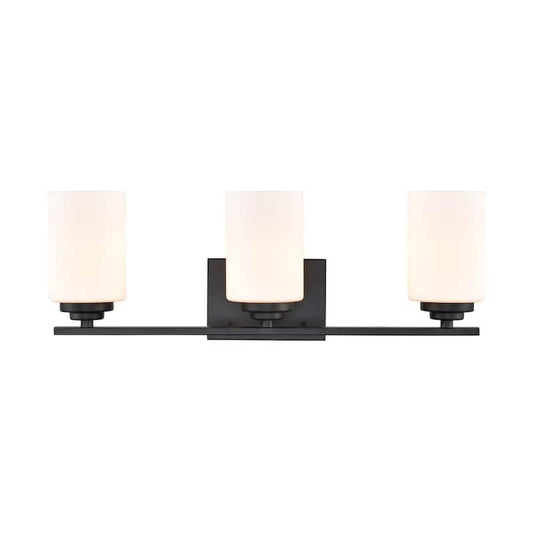 22 in. 3-Light Matte Black Vanity Light