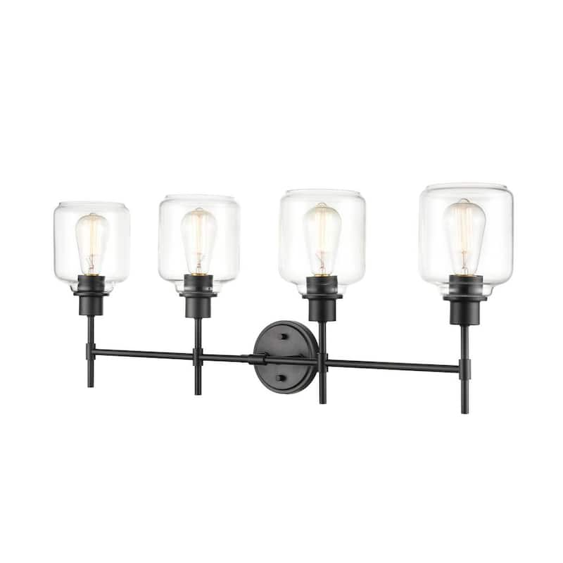 34.75 in. 4-Light Matte Black Vanity Light