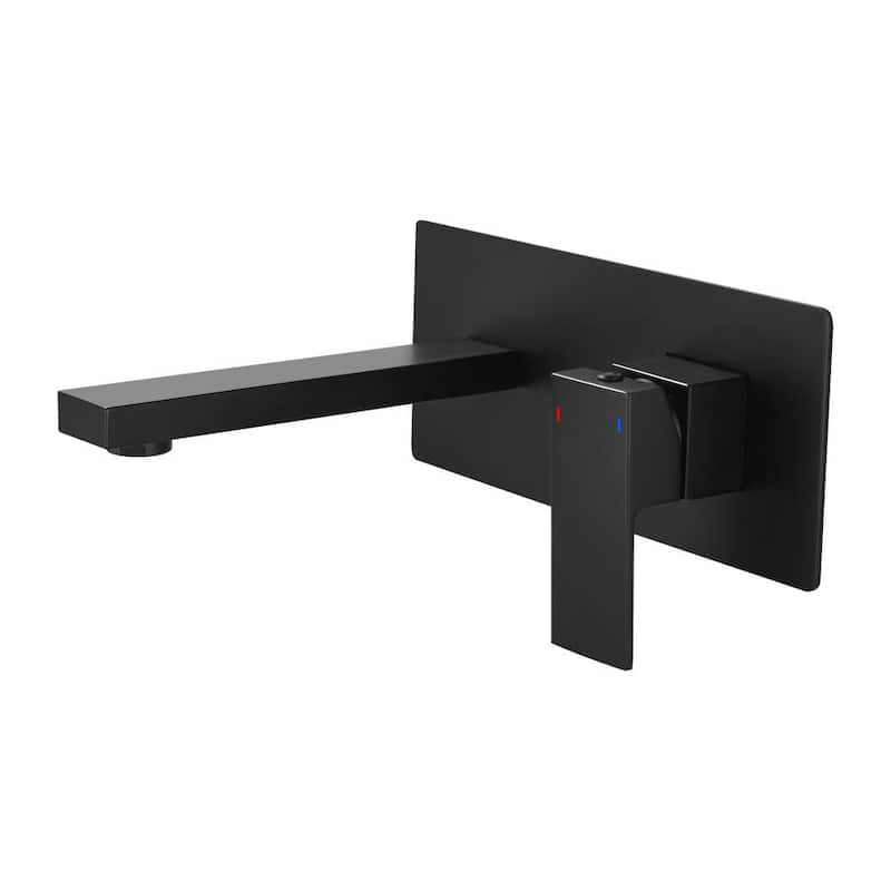 Yinj Single Handle Wall Mounted Bathroom Faucet in Matte Black