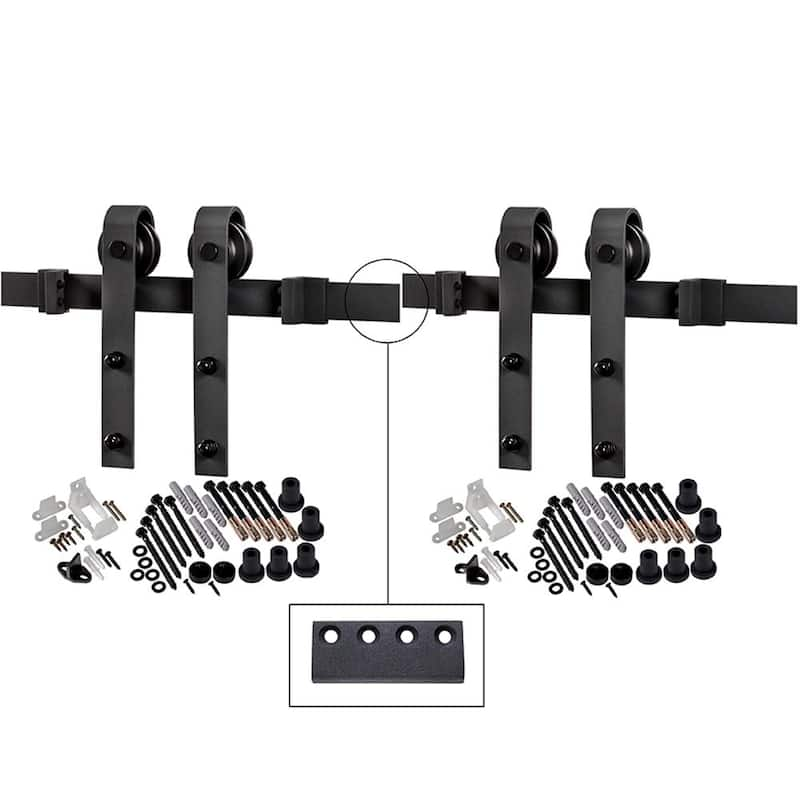 157-1/2 in. Matte Black Bent Strap Barn Door Hardware Kit