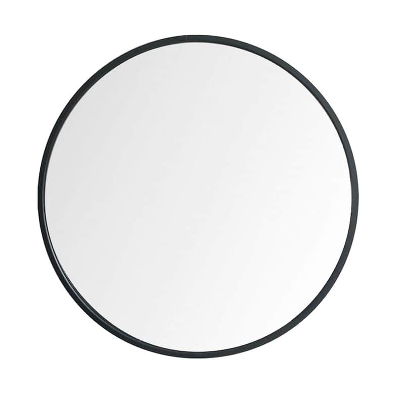 32 in. W x 32 in. H Large Round Aluminum Alloy Framed Wall Bathroom Vanity Mirror in Matte Black