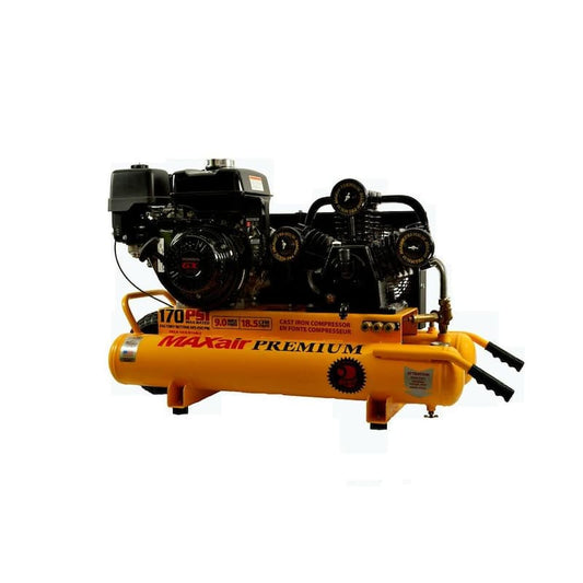 Premium Industrial 10 Gal. 9 HP GX270 Honda Twin Tank Wheelbarrow Air Compressor