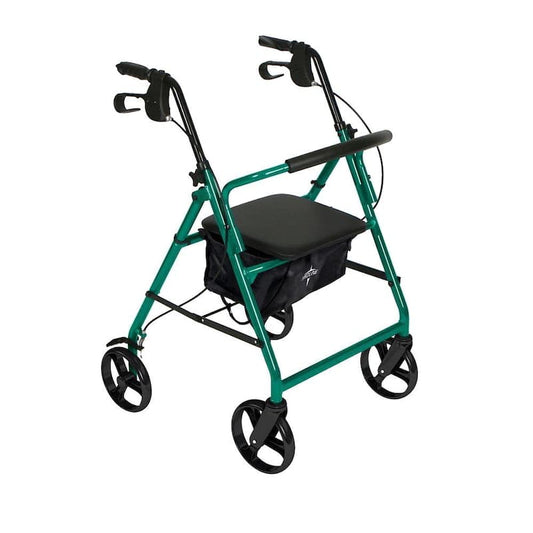 Steel Lightweight Folding 4-Wheel Rollator in Green