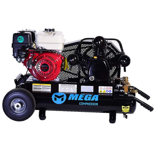 10 Gal. 9 HP 175 PSI Portable Dual Wheeled Gas Air Compressor