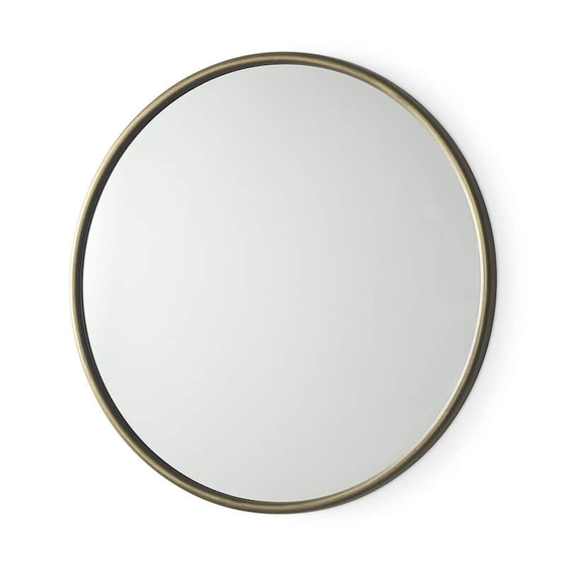 Piper 36 in. W x 36 in. H Gold Metal Round Wall Mirror