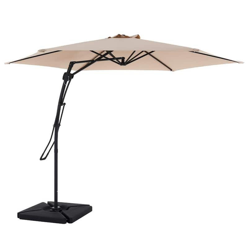 10 ft. Cantilever Patio Umbrella with Handy Lever and 360 Degree Rotation in Beige