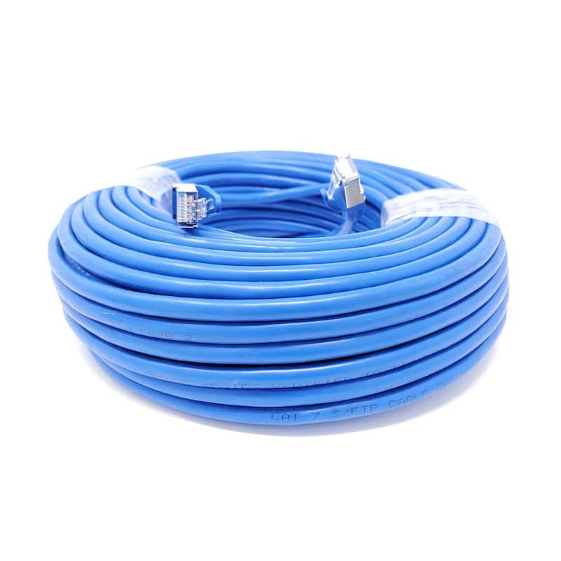 100 ft. CAT 7 SFTP 26AWG Double Shielded RJ45 Snagless Ethernet Cable, Blue