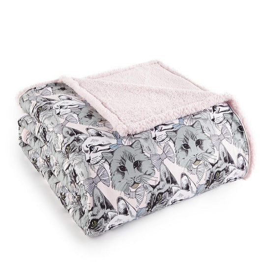 Sherpa Reverse Cat Collage Blanket