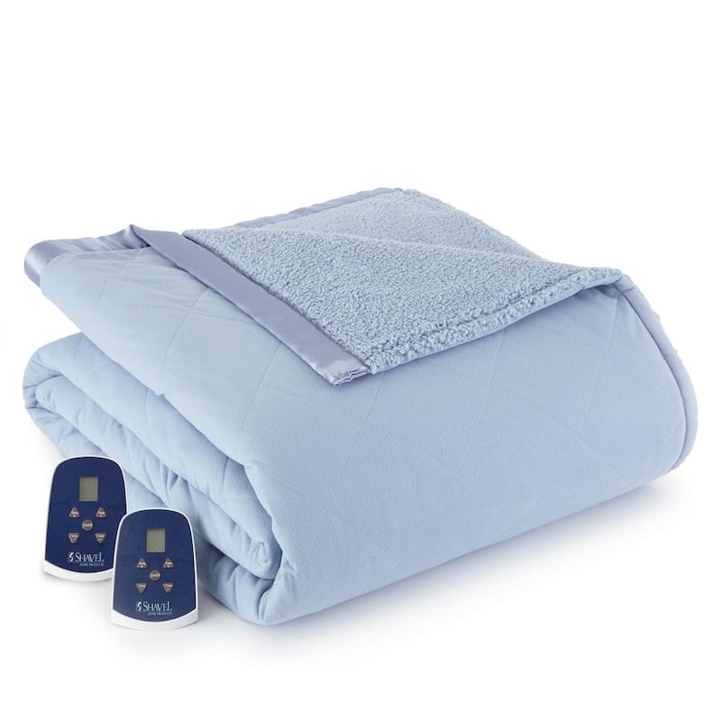 Sherpa Reverse Full Wedgewood Electric Heated Blanket