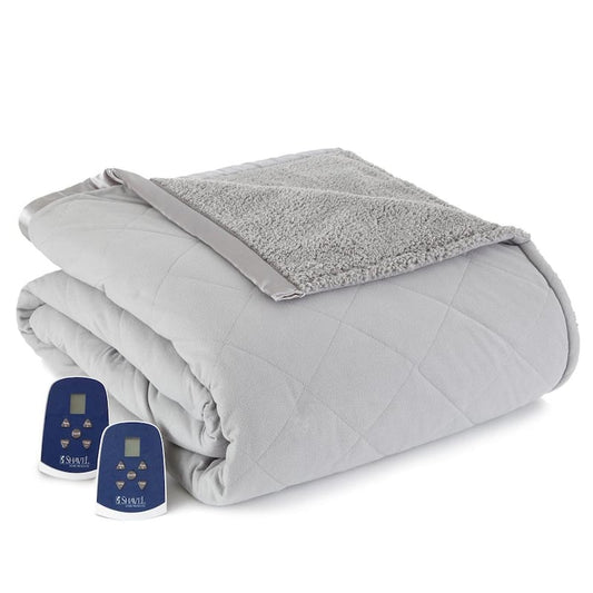 Sherpa Reverse Twin Greystone Electric Heated Blanket