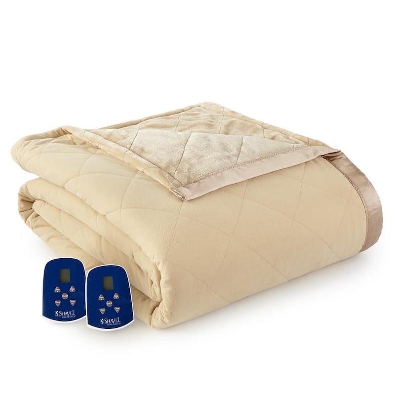 Reverse to Ultra Velvet Full Camel Electric Comforter/Blanket