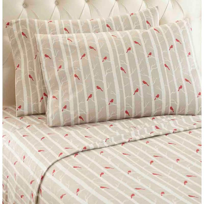 4-Piece Cardinals Geometric California King Sheet Set