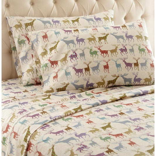 4-Piece Colorful Deer Geometric Full Sheet Set