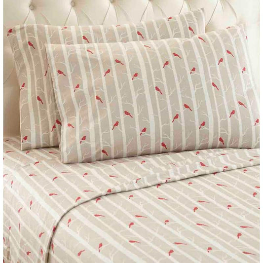 4-Piece Cardinals Geometric Queen Sheet Set