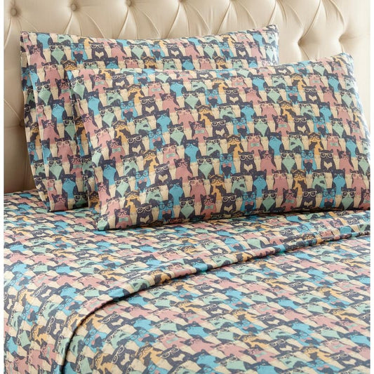 3-Piece Kool Kats Geometric Twin Sheet Set