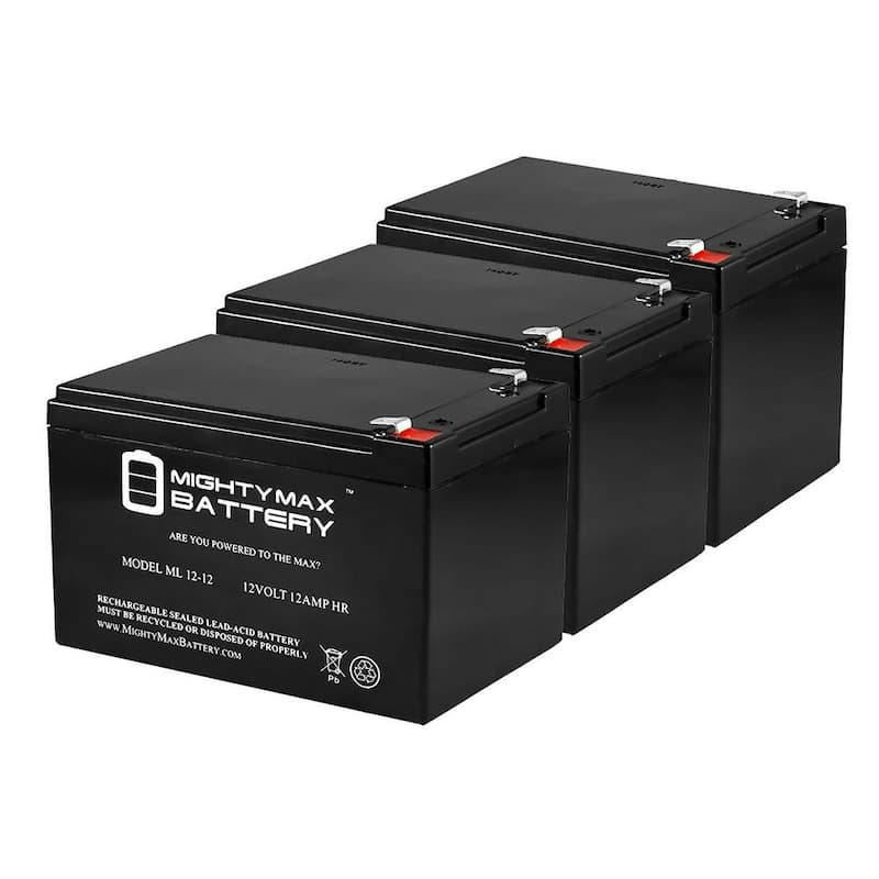 12V 12Ah F2 Dalton Medical BAT-1212 Replacement Battery - 3 Pack