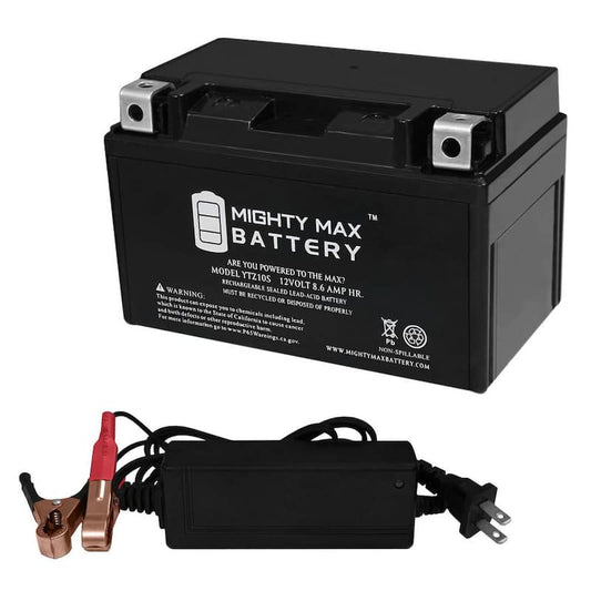 YTZ10S Replacement Battery for UltaMax ETZ10S + 12V 2Amp Charger