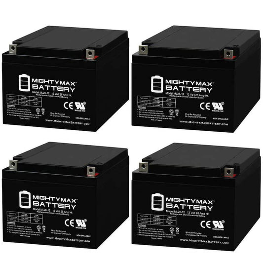 12-Volt 26 AH T3 Terminal Sealed Lead Acid Battery (4-Pack)