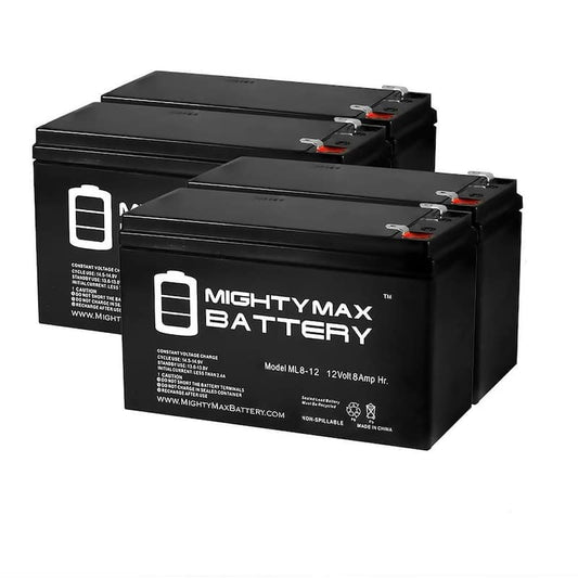 12-Volt 8 Ah SLA (Sealed Lead Acid) AGM Type Replacement Battery for Alarm/Security Systems (4-Pack)