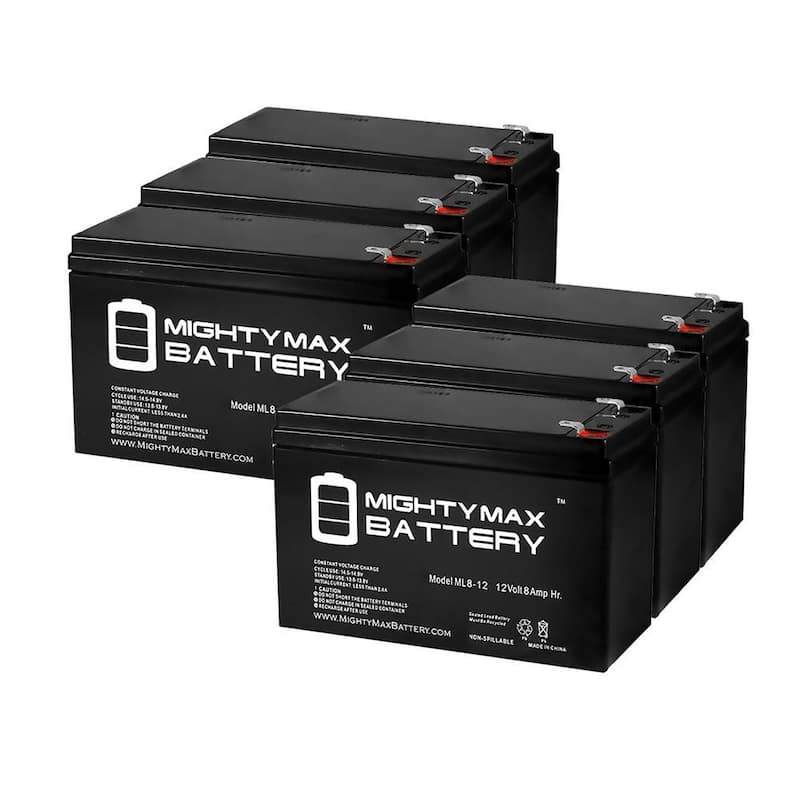 12-Volt 8 Ah SLA (Sealed Lead Acid) AGM Type Replacement Battery for Alarm/Security Systems (6-Pack)