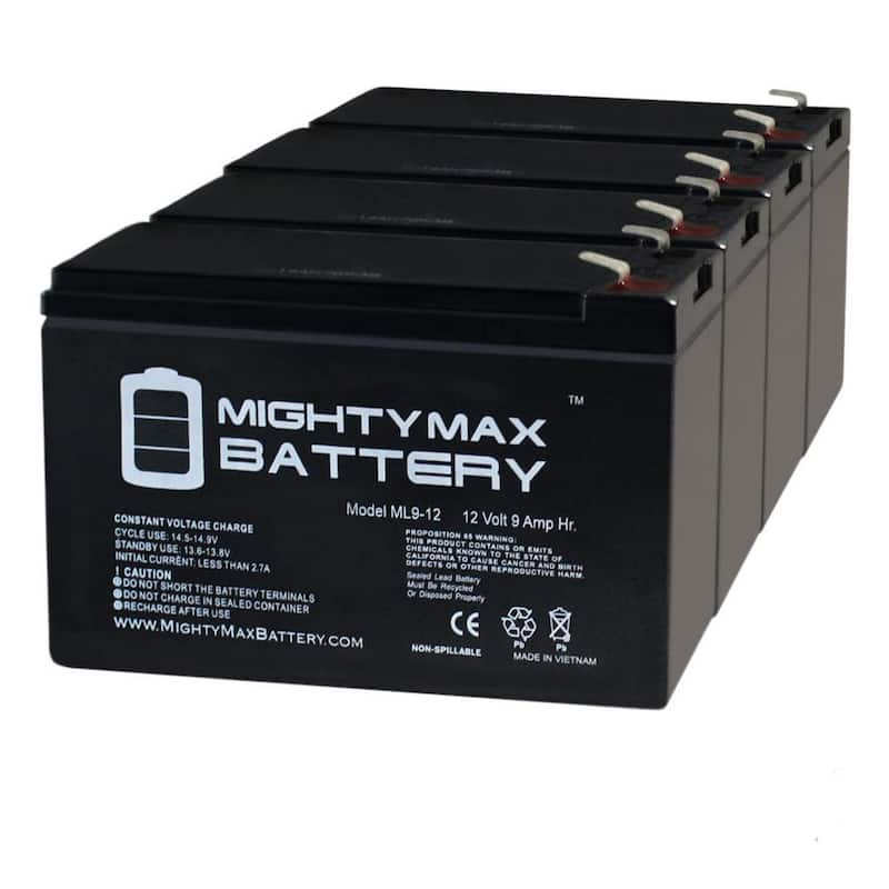 12-Volt 9 Ah SLA (Sealed Lead Acid) AGM Type Replacement Battery (4-Pack)