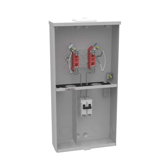 100 Amp 4 Terminal Ringless Overhead/Underground Meter Socket Main Breaker Combination