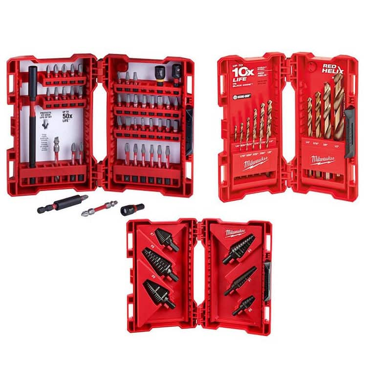 SHOCKWAVE Impact Duty Alloy Steel Screw Driver Bit Set with Cobalt Drill Bit Set and Step Bit Set (66-Piece)