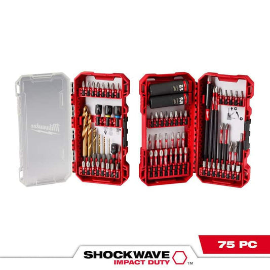 SHOCKWAVE Impact Duty Alloy Steel Drill, Drive and Fastening Bit Set with PACKOUT Accessory Case (75-Piece)