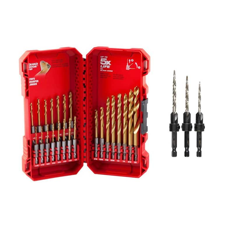 SHOCKWAVE Impact-Duty Titanium Drill Bit Set with Steel Countersinks (26-Piece)