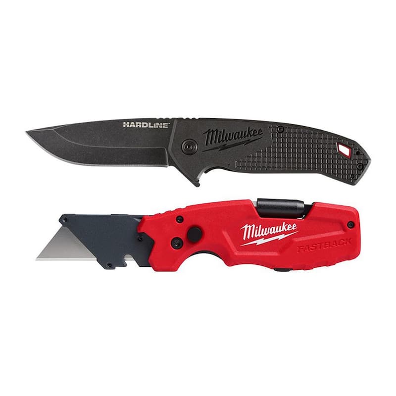 3 in. Hardline D2 Steel Smooth Blade Pocket Folding Knife and FASTBACK 6-In-1 Folding Utility Knife