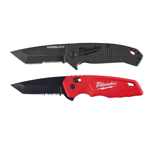 3 in. Hardline D2 Steel Serrated Blade Pocket Folding Knife and FASTBACK Stainless Steel Spring Assisted Folding Knife