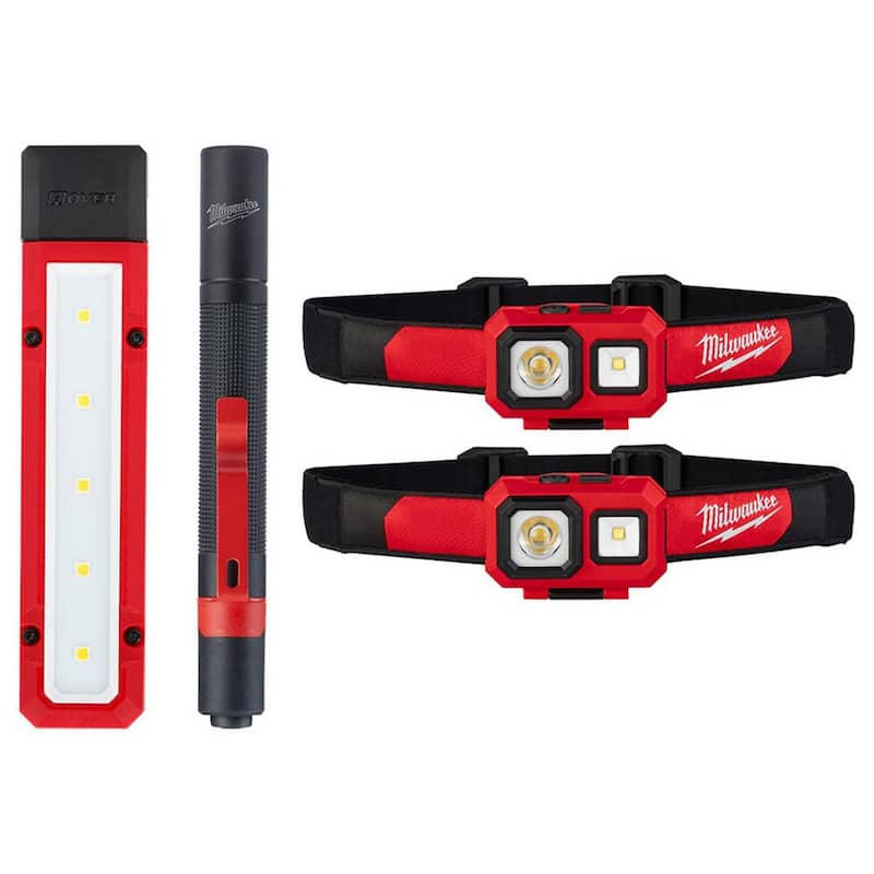 ROVER 300 Lumens LED Magnetic Flood Light w/100 Lumens Aluminum Penlight Kit & Two 450 Lumens LED Spot/Flood Headlamps