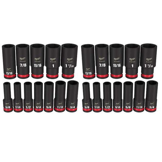 SHOCKWAVE 1/2 in. Drive SAE Deep Well Impact Socket Set (24-Piece)