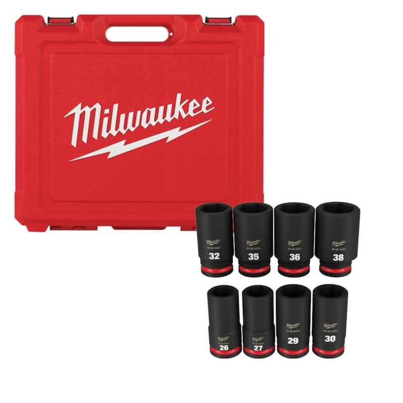 SHOCKWAVE 3/4 in. Drive Metric Deep Well 6 Point Impact Socket Set (8-Piece)