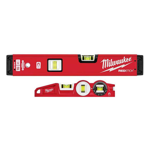 REDSTICK 16 in. Magnetic Box Level with 10 in. 360 Locking Die Cast Torpedo Level (2-Piece)