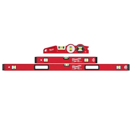 24 in. and 48 in. REDSTICK Box Level Set with 10 in. 360¡ã Locking Die Cast Torpedo Level (3-Piece)